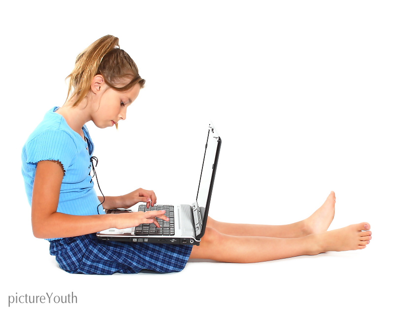 Innocent girl on laptop