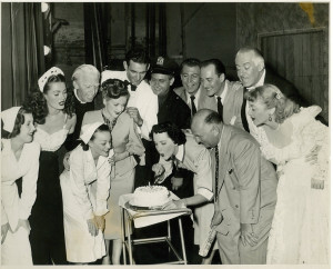 Maree Austin, US star John Hubbard and cast of "Mary had a little" celebrate a birthday, Tivoli Theatre, Melbourne, 1951 / Harry Jay