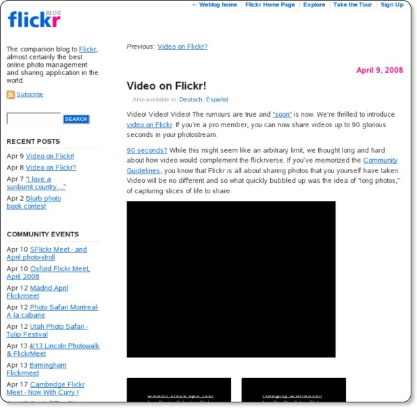 Video on Flickr! « Flickr Blog